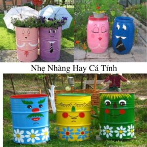 Chậu hoa đẹp từ thùng phuy